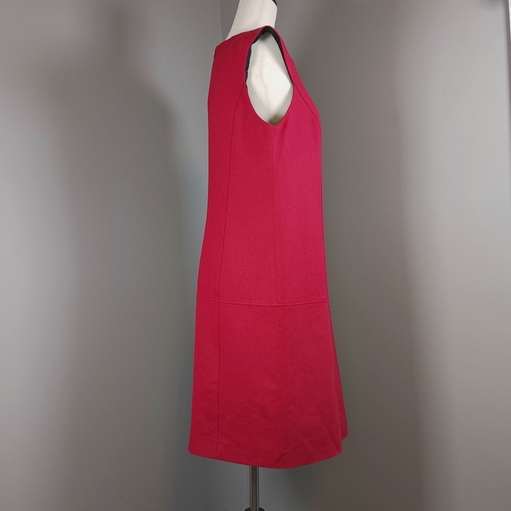 European Linen & Cotton Tailored Shift Dress Sleeveless Knee Length Red Size 10 - Picture 8 of 10